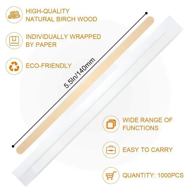 Alt view image 2 of 7 - 1000Pcs Disposable Wood Coffee Stir Sticks Stirrers Individually Paper Wrapped Coffee Tea Beverage Stirrers Stirrings 5.5 Inch,140mm