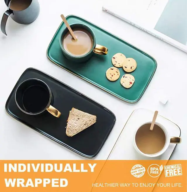Alt view image 5 of 7 - 1000Pcs Disposable Wood Coffee Stir Sticks Stirrers Individually Paper Wrapped Coffee Tea Beverage Stirrers Stirrings 5.5 Inch,140mm