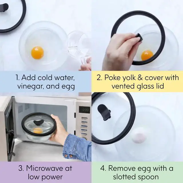 Alt view image 3 of 7 - 2-Pack (2-Cup) Glass Microwave Egg Cooker - BPA Free & Plastic Free Microwave Egg Poacher - Meal Prep & Cookware | Stackable Airtight Nontoxic Storage Container with Vented Lid (Frosted)