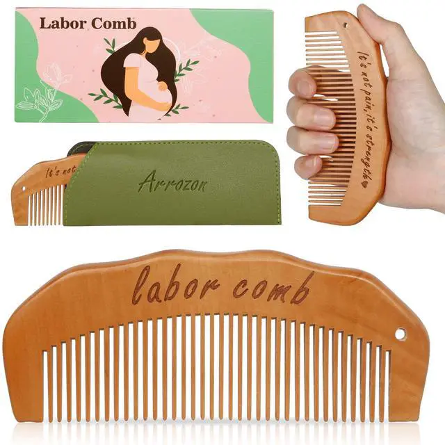 Main image of Birth Comb for Women Labor, Hospital Bag Must Haves for Pregnant Mom, Wooden Labor comb Natural Labor and Delivery Essentials, New Mom Gifts Birthing Comb