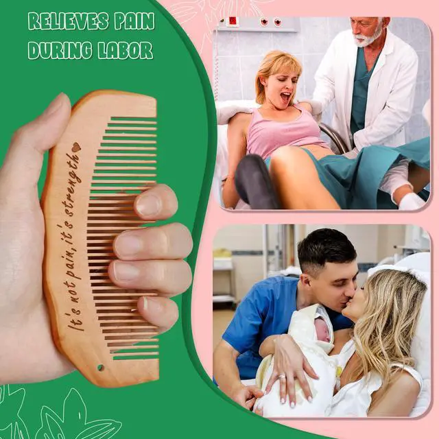 Alt view image 2 of 7 - Birth Comb for Women Labor, Hospital Bag Must Haves for Pregnant Mom, Wooden Labor comb Natural Labor and Delivery Essentials, New Mom Gifts Birthing Comb