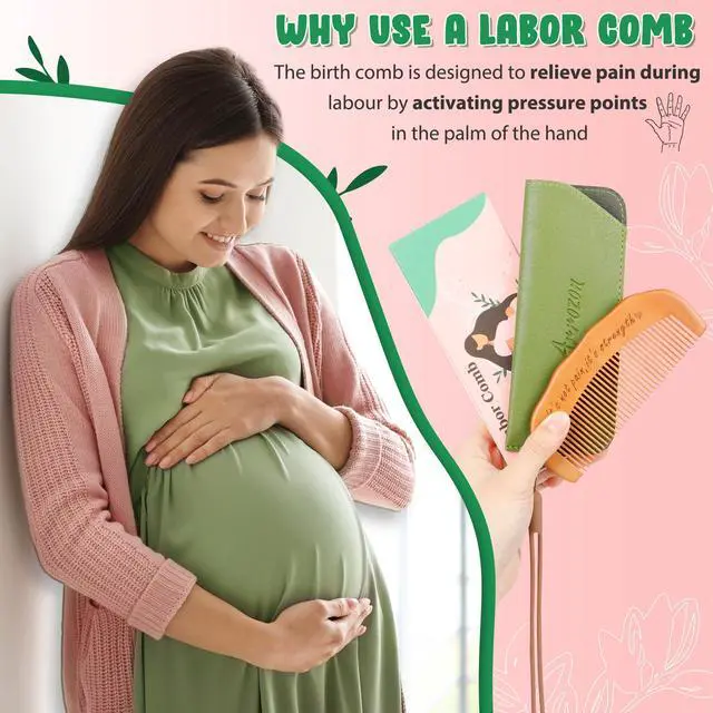 Alt view image 3 of 7 - Birth Comb for Women Labor, Hospital Bag Must Haves for Pregnant Mom, Wooden Labor comb Natural Labor and Delivery Essentials, New Mom Gifts Birthing Comb