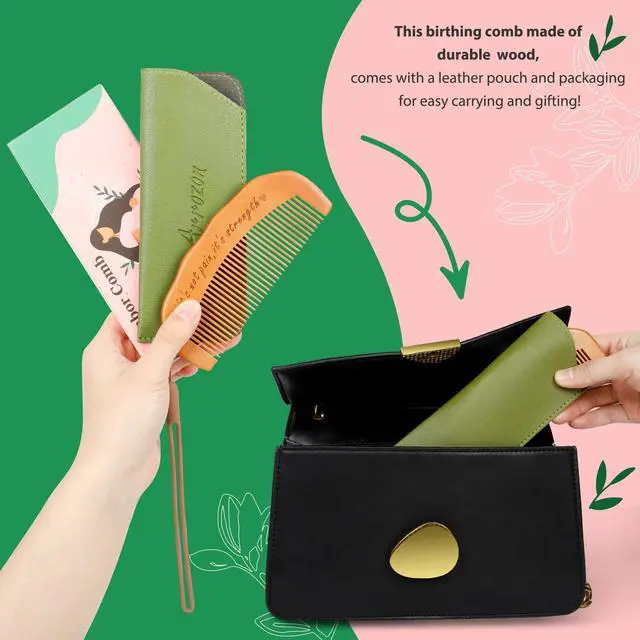 Alt view image 6 of 7 - Birth Comb for Women Labor, Hospital Bag Must Haves for Pregnant Mom, Wooden Labor comb Natural Labor and Delivery Essentials, New Mom Gifts Birthing Comb