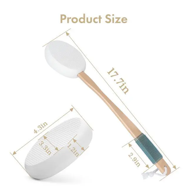 Alt view image 2 of 7 - Lotion Applicator for Back, Feet, 4 Replacement Pads with 17" Curved Handle, Back Sunscreen Applicator for Kids, Elderly, Women, Apply Skin Cream Medicine Moisturizer Tanner, White