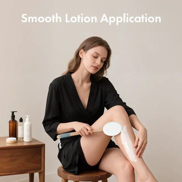 Alt view image 7 of 7 - Lotion Applicator for Back, Feet, 4 Replacement Pads with 17" Curved Handle, Back Sunscreen Applicator for Kids, Elderly, Women, Apply Skin Cream Medicine Moisturizer Tanner, White