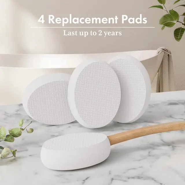 Alt view image 6 of 7 - Lotion Applicator for Back, Feet, 4 Replacement Pads with 17" Curved Handle, Back Sunscreen Applicator for Kids, Elderly, Women, Apply Skin Cream Medicine Moisturizer Tanner, White