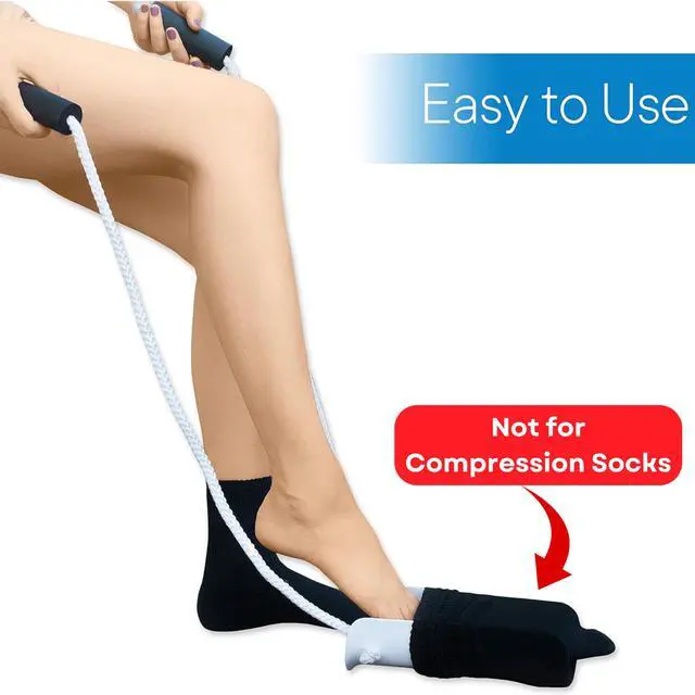 Alt view image 4 of 7 - Deluxe Sock Aid - Socks Helper with Foam Handles for Regular Socks