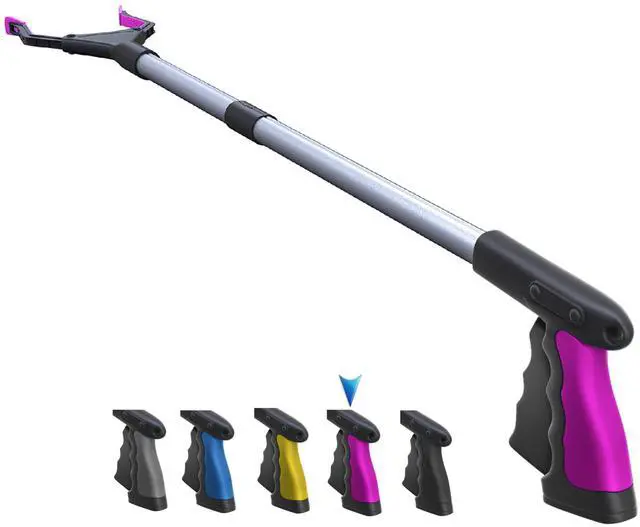 Main image of 2025 Upgrade PowerGrip T9, Grabber Reacher Tool, Wide Jaw, Foldable, Steel Cable, with 96 Grip Points for Firm Grip, 32" with Magnet (Pink, 32 Inch)