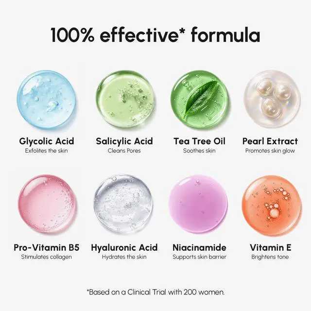 Alt view image 7 of 7 - Glycolic Acid Pads - Toner Pads for Face Cleansing - Exfoliating Pad with Tea Tree Oil, Salicylic Acid & Vitamins E, B3, B5 - Facial Polishes & Peels, Skin Pore Resurfacing & Radiance - 50 Count