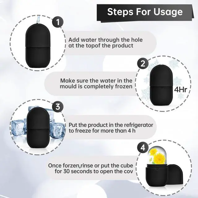Alt view image 4 of 6 - Ice Roller for Face and Eye, Ice Face Roller, Ice Roller Skin Care Tools Gifts for Women , Preppy Cute Silicone Ice Mold Stuff for Beauty(Black)