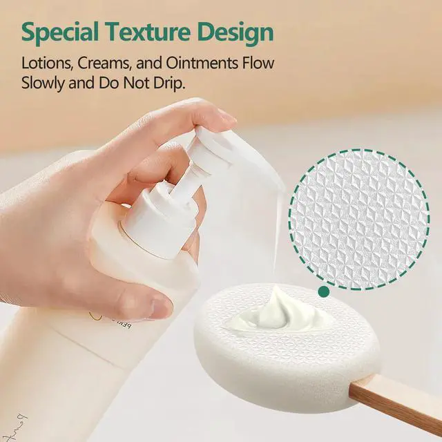 Alt view image 5 of 7 - Lotion Applicator with 4 Replaceable Pads for Back, Self, Elderly, Women - Cream Medicine Applicator with 17" Curved Handle Easy to Target Back and Feet, White
