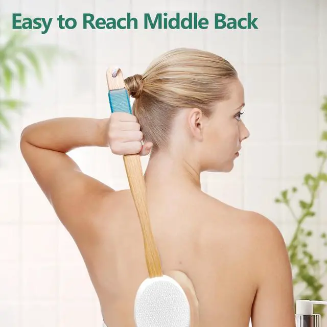 Alt view image 6 of 7 - Lotion Applicator with 4 Replaceable Pads for Back, Self, Elderly, Women - Cream Medicine Applicator with 17" Curved Handle Easy to Target Back and Feet, White