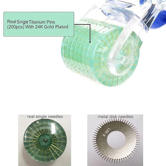 Alt view image 3 of 4 - Professional Derma Roller, 200 Real Individual Titanium Microneedle Roller, Microneedling Roller for Face Body Scalp, Micro Needle Beauty Tool for Men Women