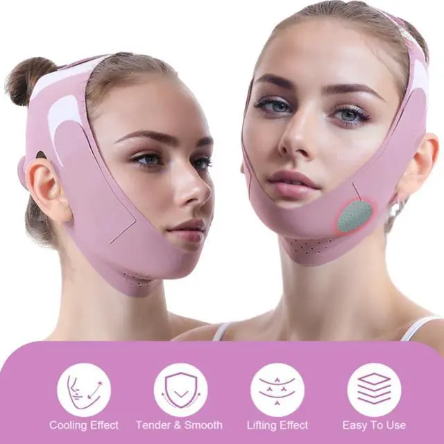 Alt view image 2 of 7 - Graphene V-Line Mask Chin Up Mask V Shaped Face Mask Chin strap for sleeping,Jawline Shaper,Lilac,Small