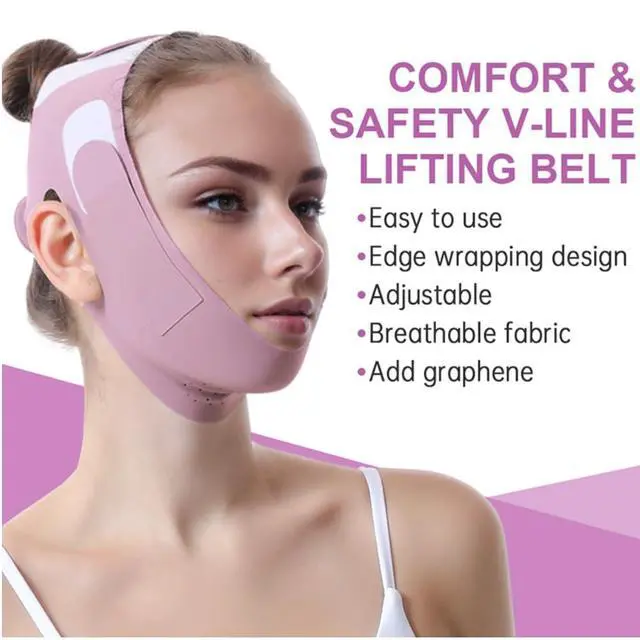 Alt view image 3 of 7 - Graphene V-Line Mask Chin Up Mask V Shaped Face Mask Chin strap for sleeping,Jawline Shaper,Lilac,Small
