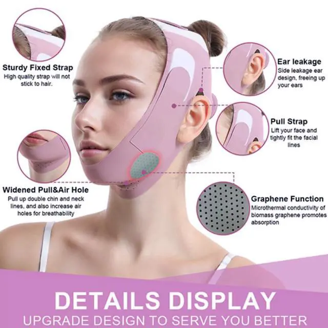 Alt view image 4 of 7 - Graphene V-Line Mask Chin Up Mask V Shaped Face Mask Chin strap for sleeping,Jawline Shaper,Lilac,Small
