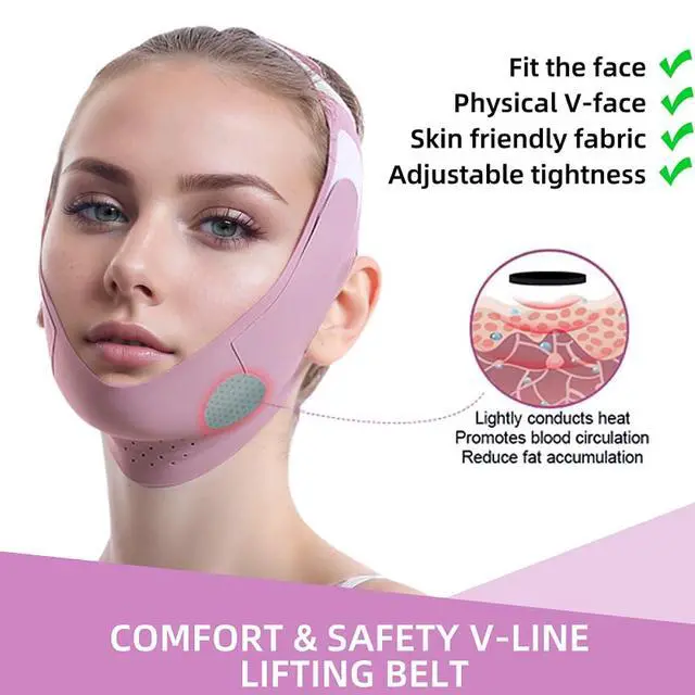 Alt view image 6 of 7 - Graphene V-Line Mask Chin Up Mask V Shaped Face Mask Chin strap for sleeping,Jawline Shaper,Lilac,Small