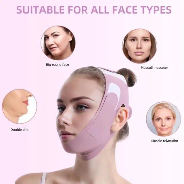 Alt view image 7 of 7 - Graphene V-Line Mask Chin Up Mask V Shaped Face Mask Chin strap for sleeping,Jawline Shaper,Lilac,Small