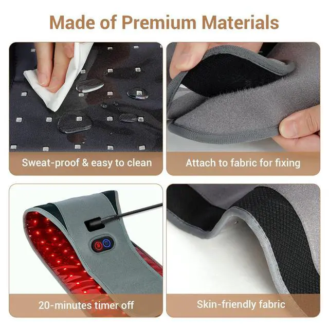 Alt view image 5 of 6 - Red Light Belt with 126 LEDs, Wearable Red Light Wrap with Timer, 660nm & 850nm, Birthday Gifts for Men Dad Women Mom, 22W(Corded)