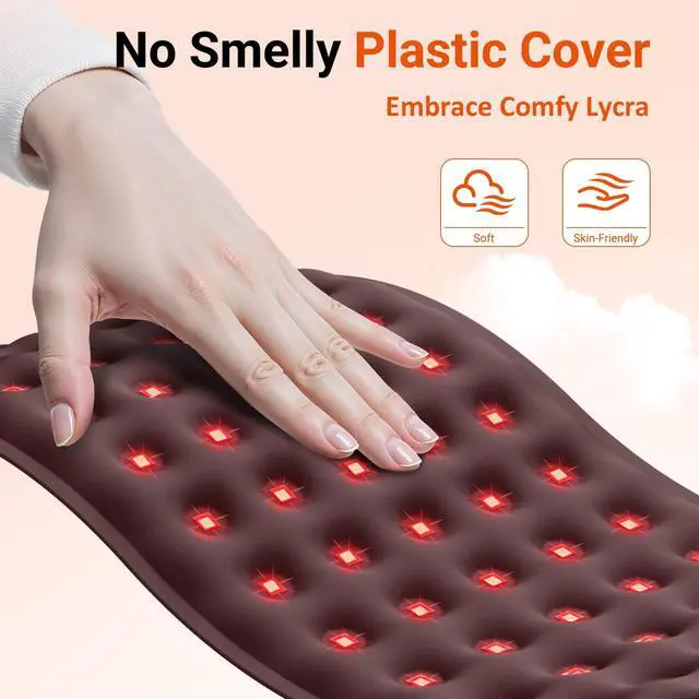 Alt view image 4 of 6 - Red Light Pad for Body, 14.4'' x 6.1'' Near Infrared Light Wrap, Wearable Flexible Soft Light Pad for Back Knee Joint Muscle, 660nm & Invisible 850nm(Corded)