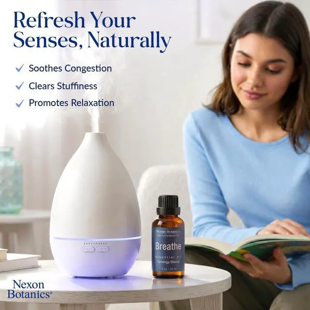 Alt view image 3 of 7 - Breathe Essential Oil Blend 30 ml - Breath Sinus Relief with Menthol Oils - for Humidifiers, Diffusers, and Aromatherapy -