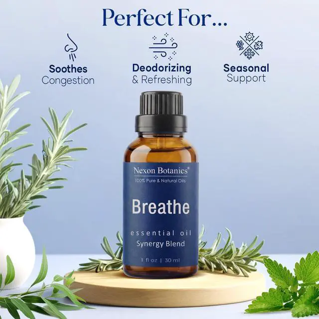 Alt view image 4 of 7 - Breathe Essential Oil Blend 30 ml - Breath Sinus Relief with Menthol Oils - for Humidifiers, Diffusers, and Aromatherapy -