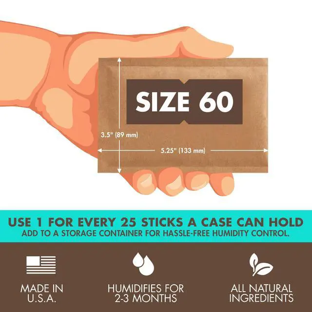 Alt view image 2 of 6 - 72% Two-Way Humidity Control Packs For Wood Humidifier Boxes Size 60 4 Pack Moisture Absorbers Humidifier Packs Hydration Packets in Resealable Bag
