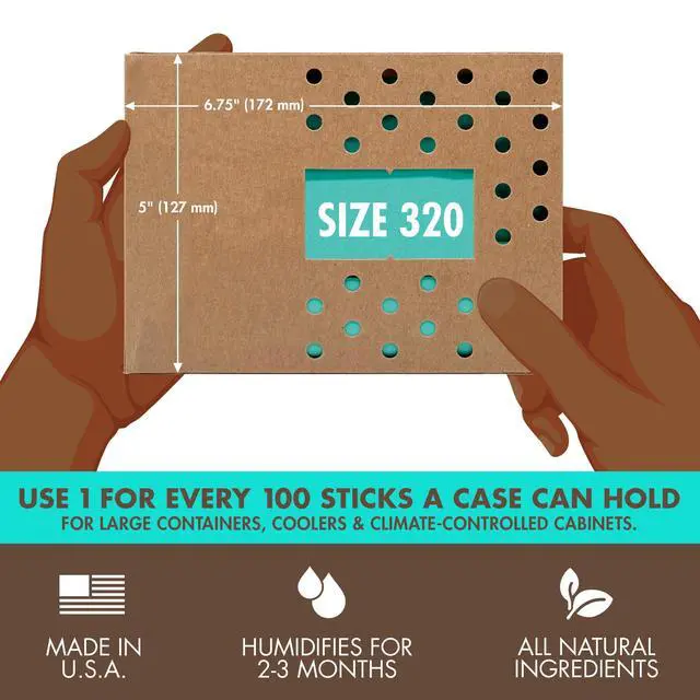 Alt view image 2 of 7 - 69% Two-Way Humidity Control Pack For Large Wood Humidifier Boxes & Plastic or Electric Coolers Size 320 Single Moisture Absorber Humidifier Pack Individually Wrapped Hydration Packet