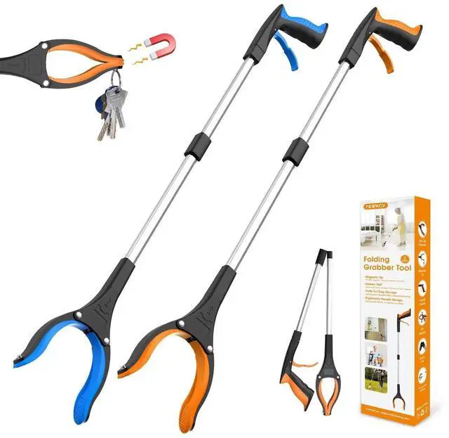 Main image of 32" Grabber Reacher Tool, 2-Pack Foldable Reacher Grabber Pickup Tool with 360° Rotating Jaw & Magnet, Trash Picker Upper Grabber, Lightweight Grabbers for Seniors Heavy Duty