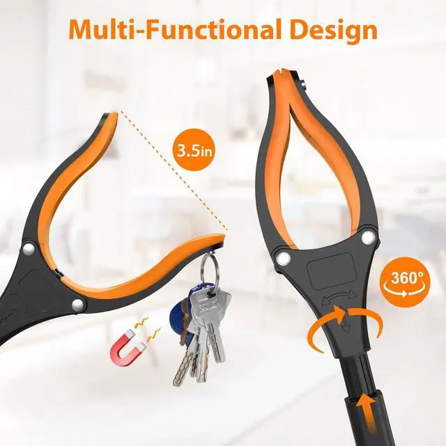 Alt view image 4 of 7 - 32" Grabber Reacher Tool, 2-Pack Foldable Reacher Grabber Pickup Tool with 360° Rotating Jaw & Magnet, Trash Picker Upper Grabber, Lightweight Grabbers for Seniors Heavy Duty