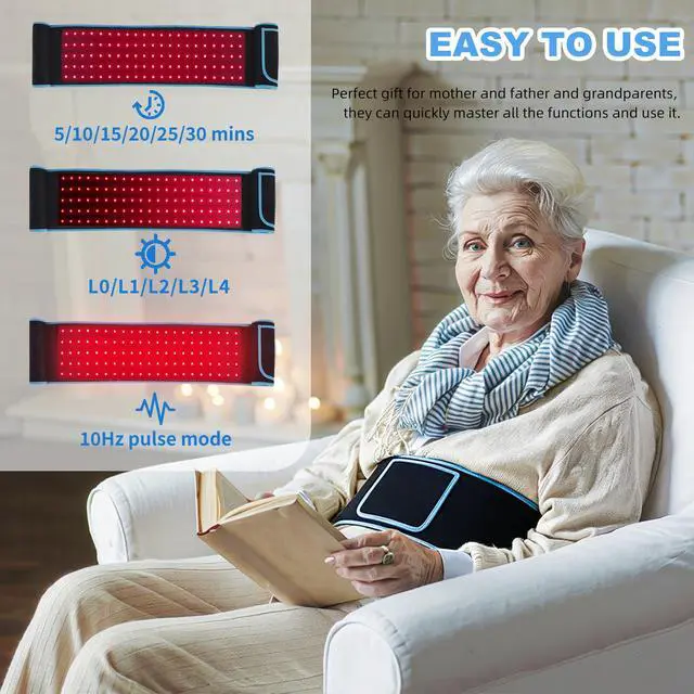 Alt view image 5 of 7 - Red Light Therapy, Infrared Light Therapy for Body Waist Back Shoulder Leg Knee Muscle Relief, LED 3 Chips in 1 660nm 850nm Wearable Large Red Light Belt with Timer Remote, Ideal Gift for Woman Man