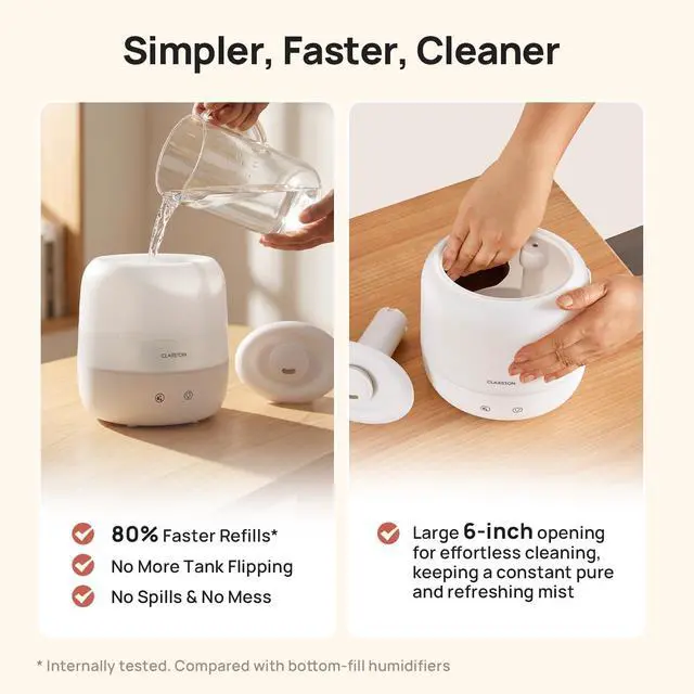 Alt view image 6 of 7 - 2L Cool Mist Humidifier for Bedroom with 360° Adjustable Nozzle, High and Low Mist Levels, Ultra-Low Noise, Light-Off, No BPA, Auto Shut Off, Ideal Baby Humidifier with Easy Top Filling