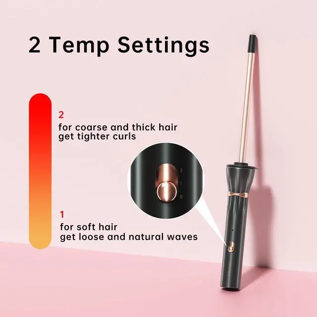 Alt view image 5 of 7 - 3/8 Inch Curling Wand,9mm Tiny Curling Wand,Ceramic Small Barrel Curling Iron with Adjustable Temperature,Fast Heating,for Short & Long Hair