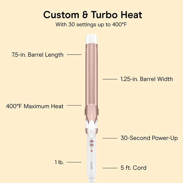 Alt view image 4 of 7 - Double Ceramic 1 ¼-Inch Extra Long Barrel Curling Iron