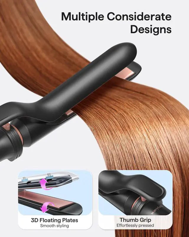 Alt view image 5 of 7 - 5 in 1 Curling Iron Set with Thermal Brush and 4 Interchangeable Ceramic Curling Wands (0.5'-1.25'), Instant Heat Up Hair Curling Iron, Rose Gold