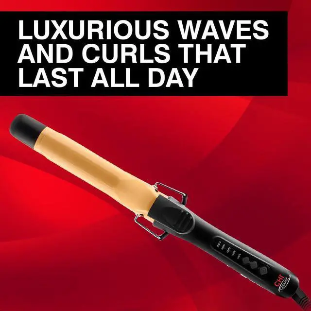 Alt view image 2 of 7 - Tourmaline Ceramic Curling Iron, Professional Hair Curler for Smooth, Frizz-Free Curls, Adjustable Temperature, Auto Shut-Off & 6.5 ft Swivel Cord, 1.5" Barrel