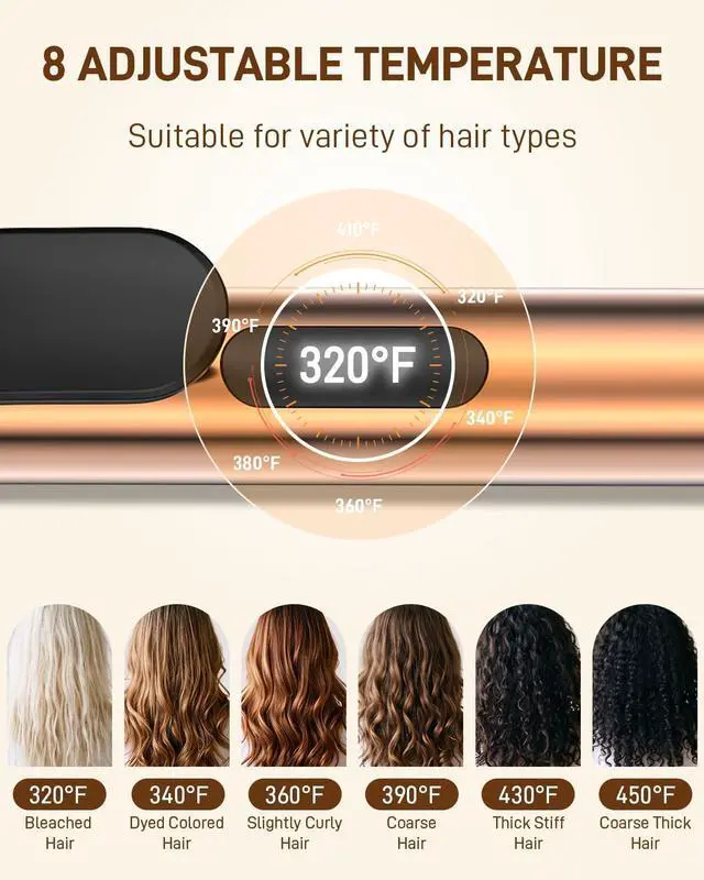 Alt view image 2 of 7 - 1 Inch Curling Iron for Long Hair - Dual Voltage Curling Iron - 6.7" Extra Long Barrel Curling Wand - Ceramic Tourmaline Curling Irons - Professional Hair Curler - 8 Heat Settings to 450°F