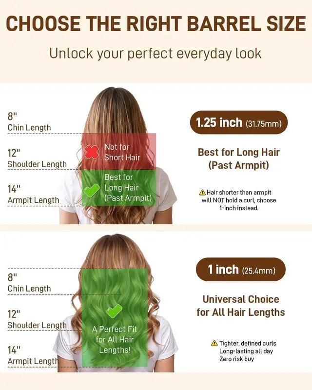 Alt view image 6 of 7 - 1 Inch Curling Iron for Long Hair - Dual Voltage Curling Iron - 6.7" Extra Long Barrel Curling Wand - Ceramic Tourmaline Curling Irons - Professional Hair Curler - 8 Heat Settings to 450°F