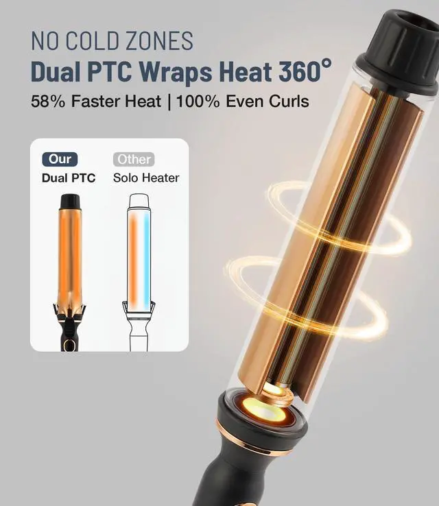Alt view image 4 of 7 - Titanium 2 Inch Curling IronExtra-Long Barrel for Long Hair, Curling Iron 2 Inch with Dual PTC Heater, 12 Heat Settings Big Barrel Curling Irons, 60 Mins Auto-Off & Dual Voltage