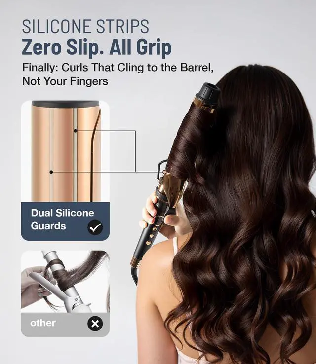 Alt view image 5 of 7 - Titanium 2 Inch Curling IronExtra-Long Barrel for Long Hair, Curling Iron 2 Inch with Dual PTC Heater, 12 Heat Settings Big Barrel Curling Irons, 60 Mins Auto-Off & Dual Voltage