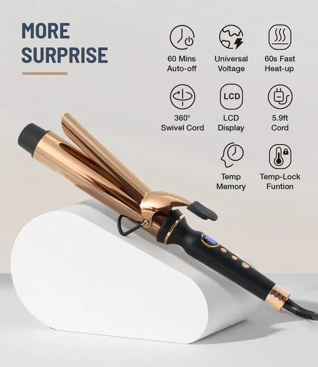 Alt view image 7 of 7 - Titanium 2 Inch Curling IronExtra-Long Barrel for Long Hair, Curling Iron 2 Inch with Dual PTC Heater, 12 Heat Settings Big Barrel Curling Irons, 60 Mins Auto-Off & Dual Voltage
