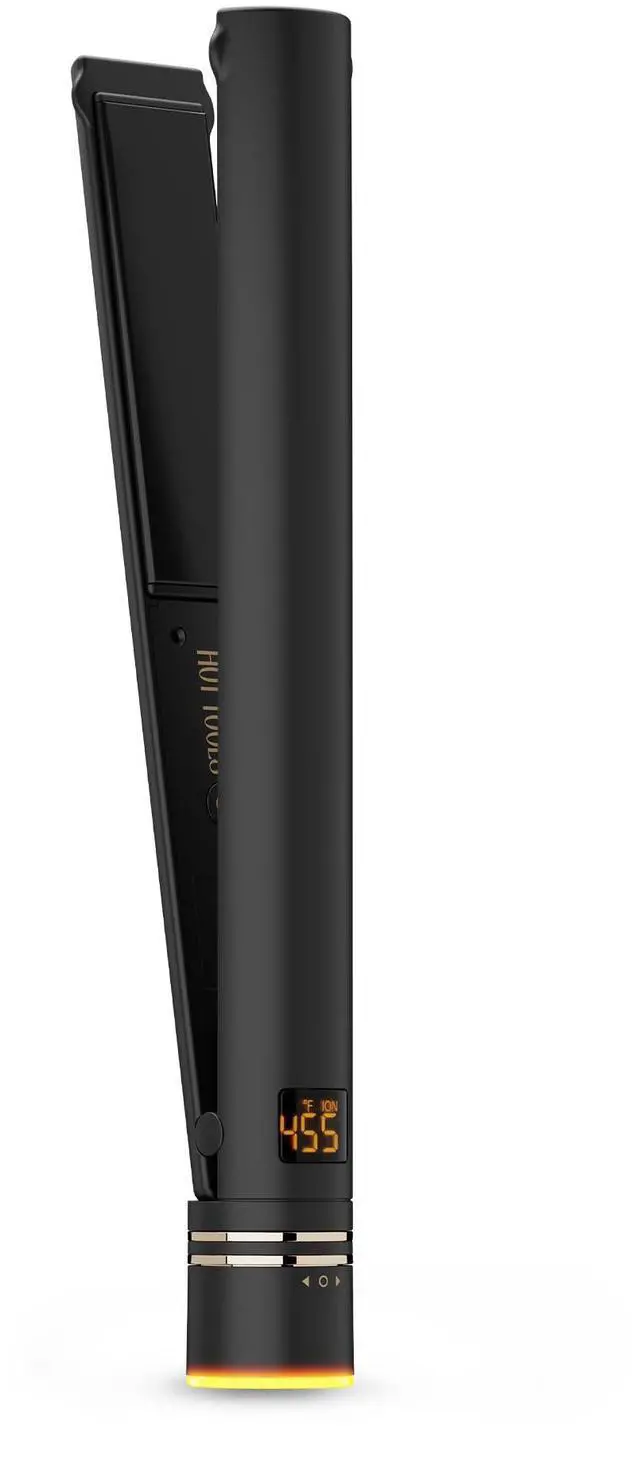 Main image of Black Gold Ionic 1 1/4 Inch Flat Iron, Use as Straightener for Sleek Straight Hair or Use Rounded Edges for Shiny Curls and Waves, Stylist-Preferred