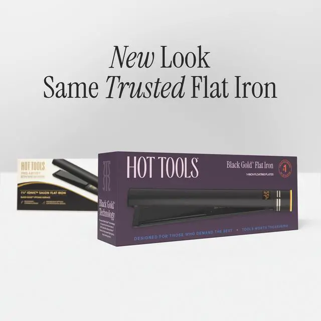 Alt view image 7 of 7 - Black Gold Ionic 1 1/4 Inch Flat Iron, Use as Straightener for Sleek Straight Hair or Use Rounded Edges for Shiny Curls and Waves, Stylist-Preferred