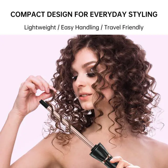 Alt view image 5 of 7 - Small Curling Iron 3/8 Inch, Small Curling Wand with LCD Temperature Display, Skinny Curling Wand for Defined Curls, Adjustable Heat Wand Curler for Short & Long Hair