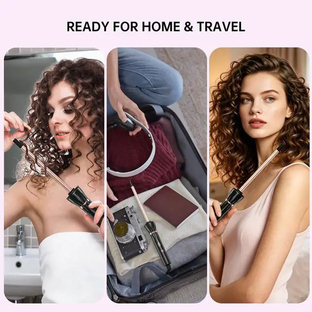 Alt view image 6 of 7 - Small Curling Iron 3/8 Inch, Small Curling Wand with LCD Temperature Display, Skinny Curling Wand for Defined Curls, Adjustable Heat Wand Curler for Short & Long Hair