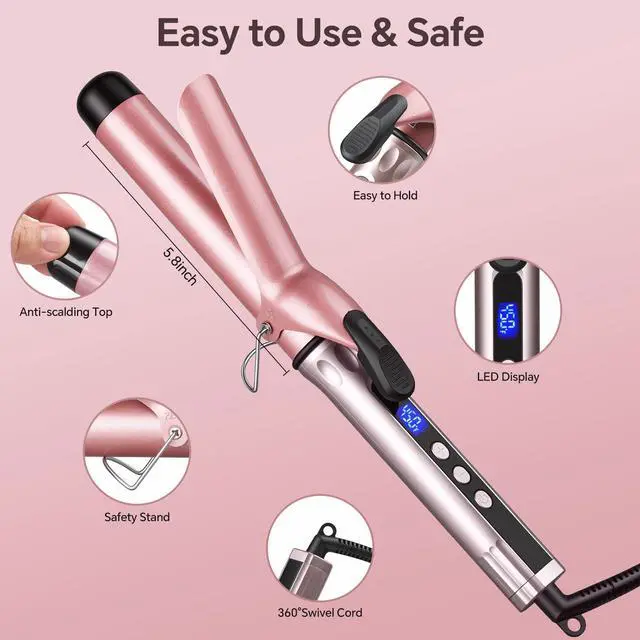 Alt view image 6 of 7 - Hair Curling Wand 1.25Inch Curling Iron, Professional Ceramic Hair Curler Wand with Heat-Resistant Glove, Dual Voltage