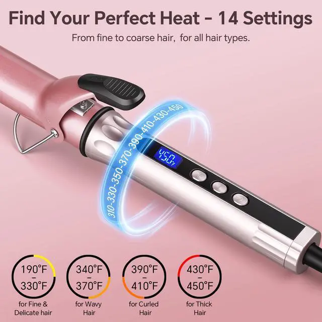 Alt view image 5 of 7 - Hair Curling Wand 1.25Inch Curling Iron, Professional Ceramic Hair Curler Wand with Heat-Resistant Glove, Dual Voltage