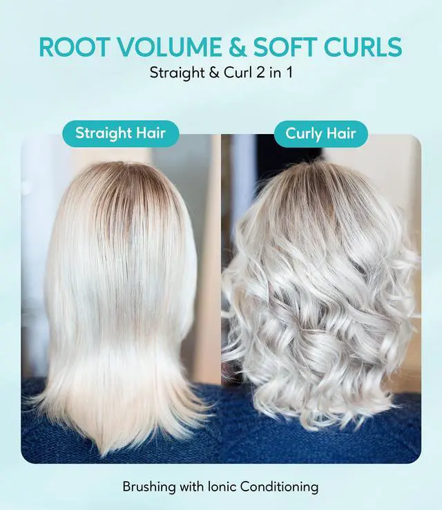 Alt view image 3 of 7 - Mini Thermal Brush, Curling Iron 3/4 Inch, Heated Round Brush for Volumizing and Small Curls, Travel Size Hot Brush for Short & Thin Hair, Dual Voltage, One Heat 392°F, Touch-ups, Blue