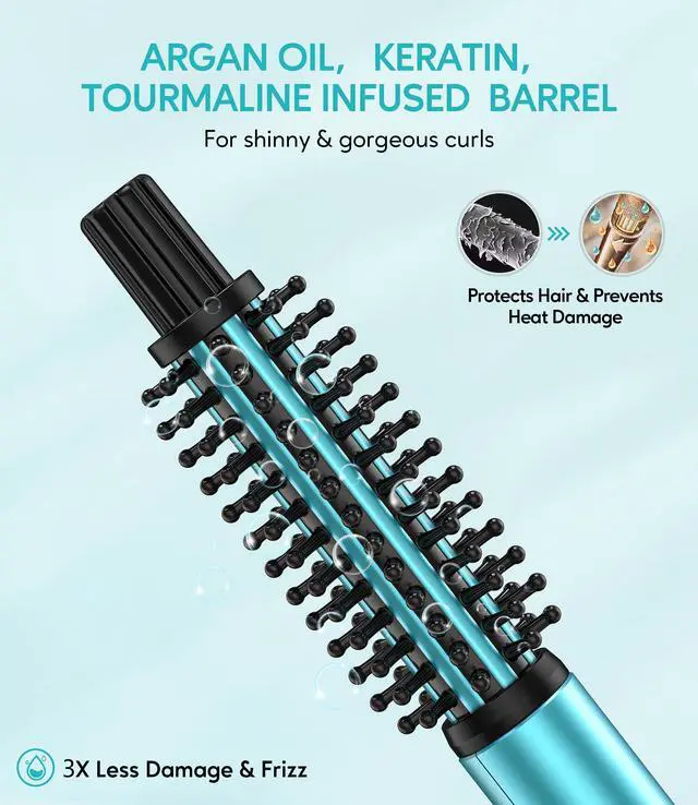 Alt view image 7 of 7 - Mini Thermal Brush, Curling Iron 3/4 Inch, Heated Round Brush for Volumizing and Small Curls, Travel Size Hot Brush for Short & Thin Hair, Dual Voltage, One Heat 392°F, Touch-ups, Blue