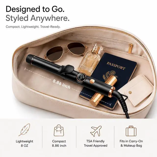 Alt view image 2 of 7 - 1 Inch Mini Travel Curling Iron for Short Hair
